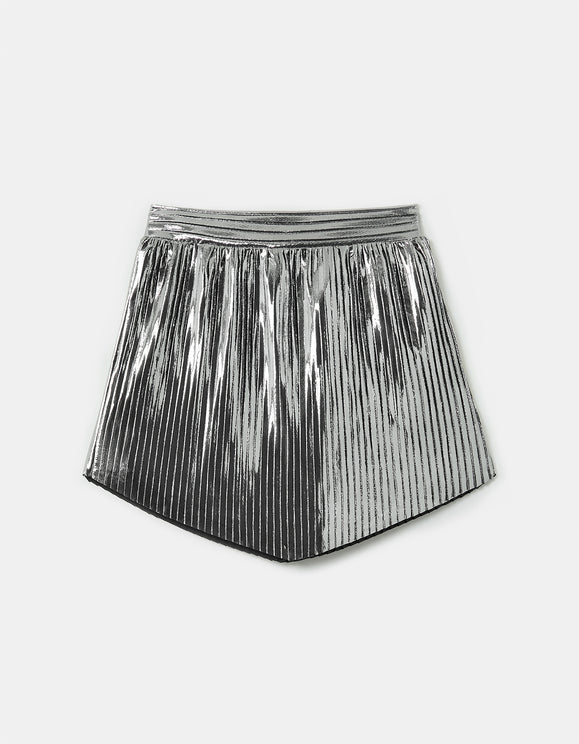 Pleated Metallic Mini Skirt - Spirit Clothing
