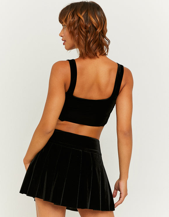Black Velvet Mini Skirt model back view