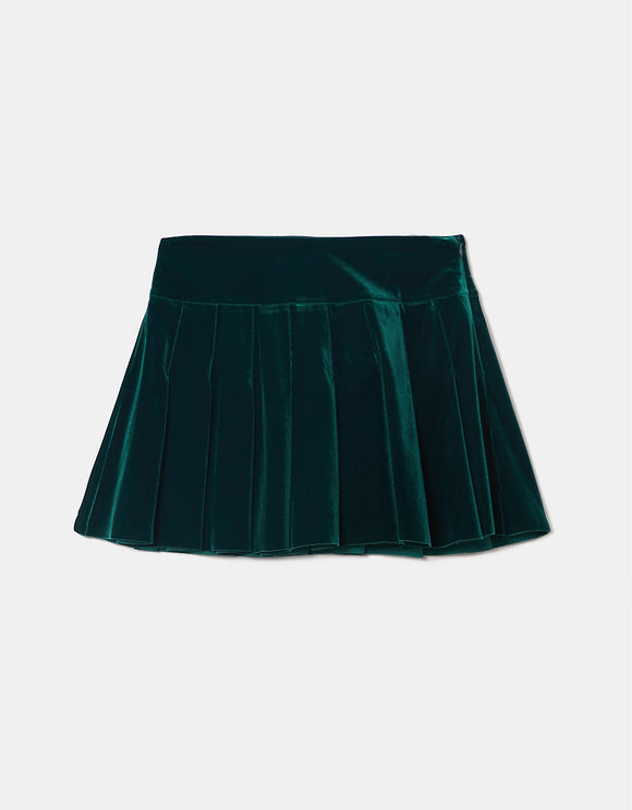 Green Velvet Mini Skirt ghost view