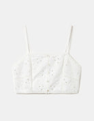 Tally Weijl White Cropped Embroidery Top White side view