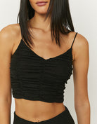 Tally Weijl Black Lurex Gathered Cropped Top Black detail view