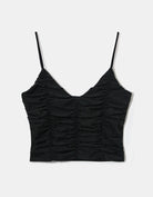 Tally Weijl Black Lurex Gathered Cropped Top Black side view