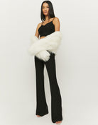 Tally Weijl Black Lurex Gathered Cropped Top Black model front view