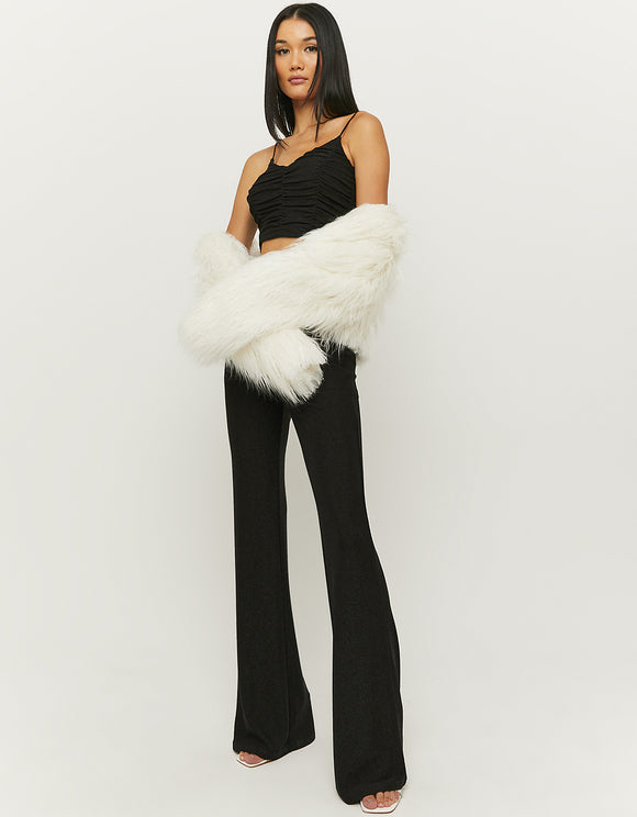Tally Weijl Black Lurex Gathered Cropped Top Black model front view