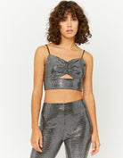 Tally Weijl Silver Glittered Bralette black/grey front view