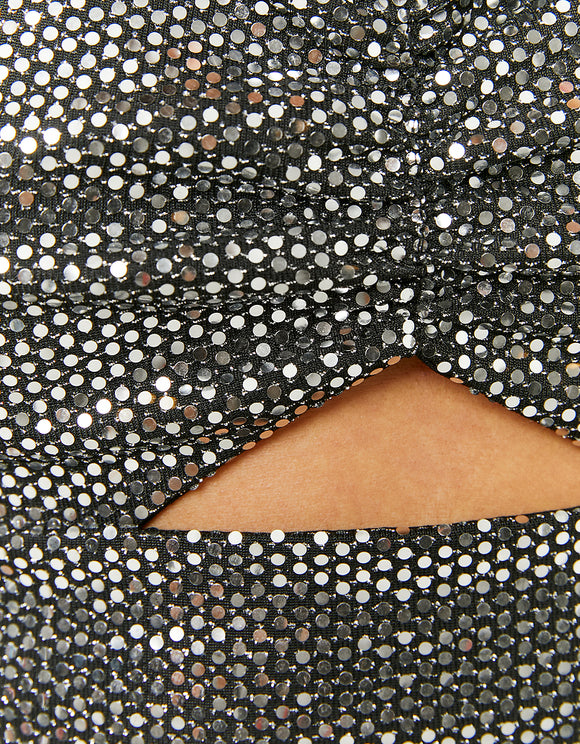 Tally Weijl Silver Glittered Bralette black/grey flat front view