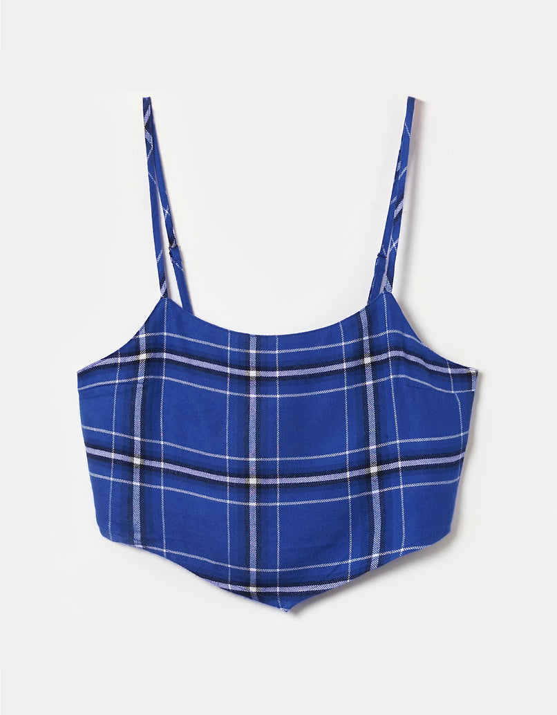 Tally Weijl Checked Crop Top BLUE back view
