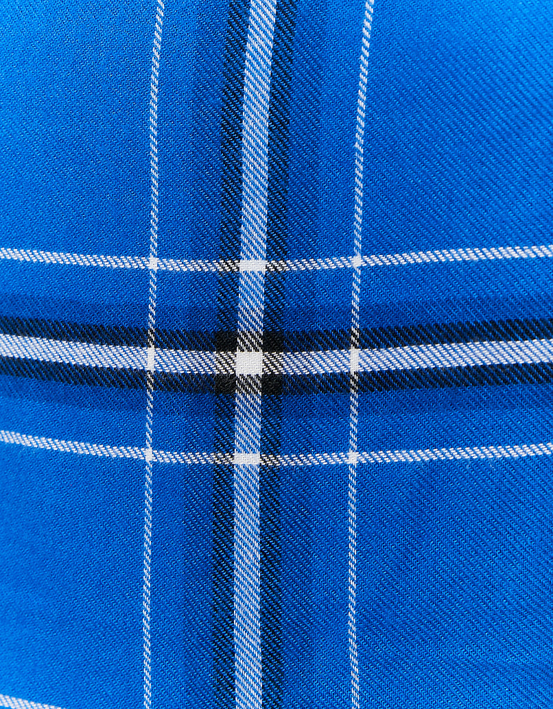 Ladies Blue Checked Crop Top-Close Up View