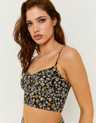 Tally Weijl Black Floral Crop Top BLACK detail view