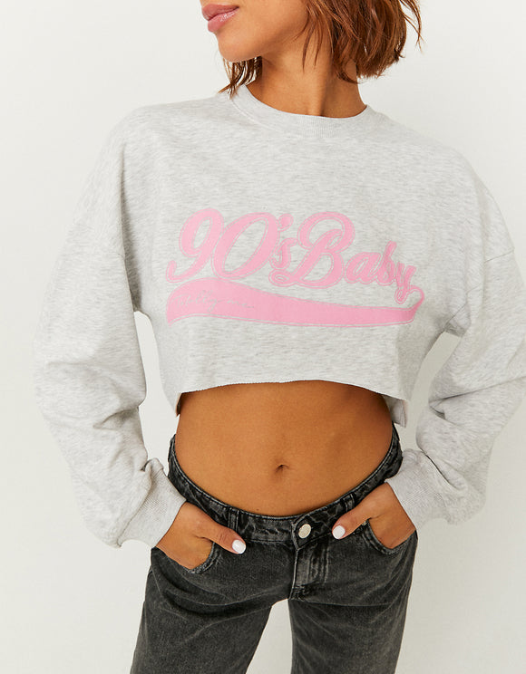 Ladies 90's Baby Printed Sweatshirt-Model Front View