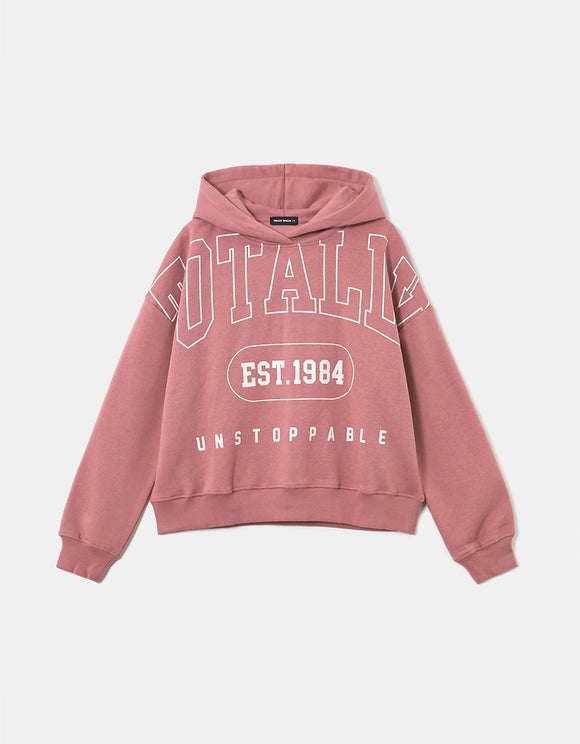 Tally Weijl pink print hoodie flat front view