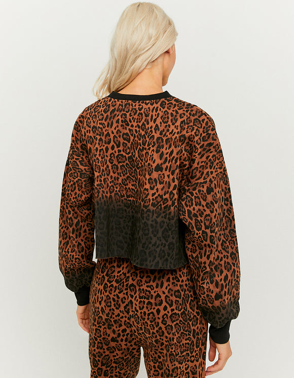 Women's Animal Print Sweatshirt model rear view