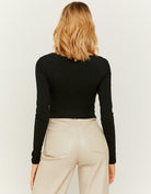 Tally Weijl Basic Fit Black Cropped Top Black model front view