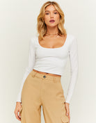 Tally Weijl Basic Fit White Cropped Top White front view