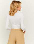 Tally Weijl Basic Fit White Cropped Top White model front view