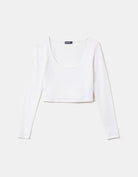 Tally Weijl Basic Fit White Cropped Top White detail view