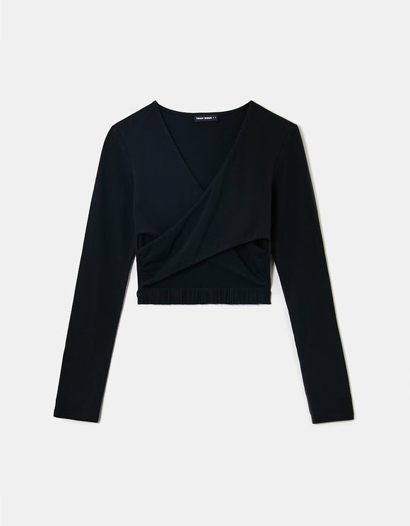 Tally Weijl Black Cropped Top with Cut Outs Black side view