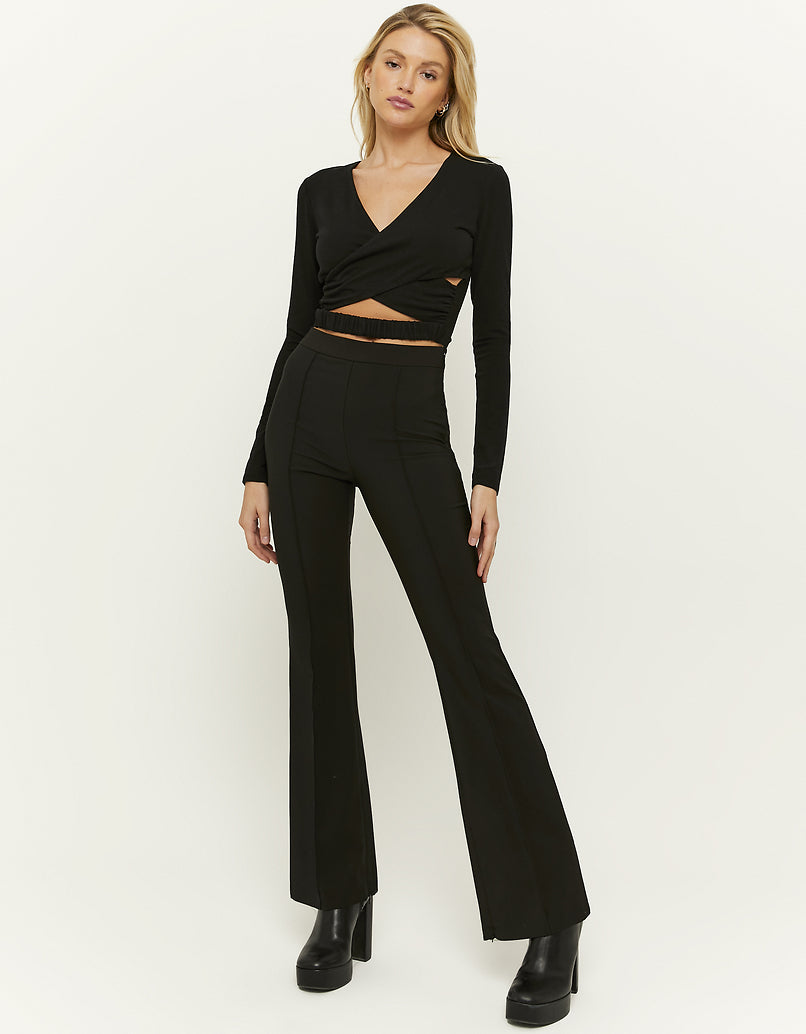 Black Cropped Top with Cut Outs