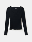 Tally Weijl Black Basic Long Sleeve T-Shirt BLACK back view