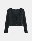 Tally Weijl Black Lurex Long Sleeves Top Black back view
