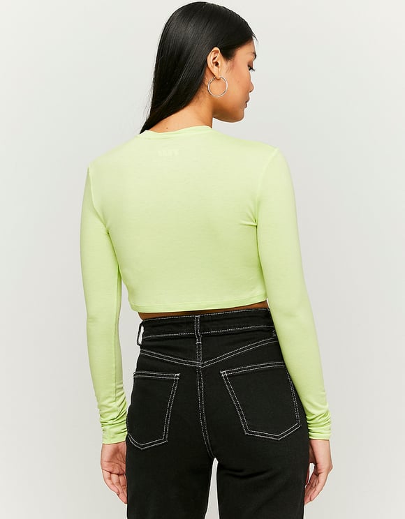 Ladies Basic Green Cropped Top-Back View
