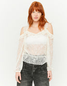 Tally Weijl Cold Shoulder Blouse Beige front view
