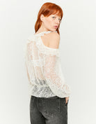 Tally Weijl Cold Shoulder Blouse Beige model front view