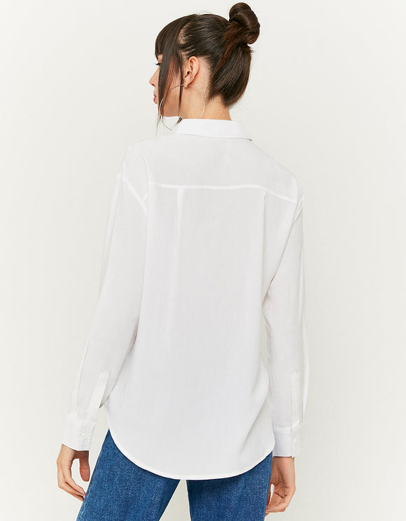 Ladies White Buttoned Shirt-Model Back View