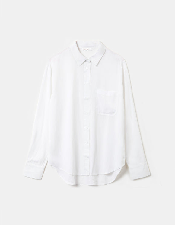 Ladies White Buttoned Shirt-Ghost Front View