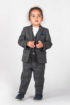 Marc Darcy Boyswear Scott Boy Grey 3 Piece Check Suit GREY model front view