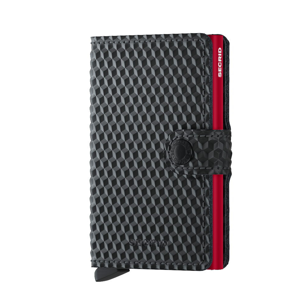 Secrid Cubic Black/Red Miniwallet-Closed Front View