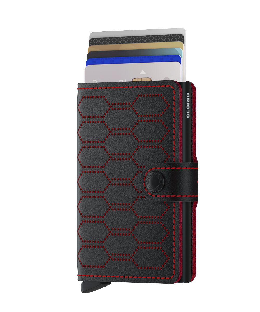 Secrid Fuel Black/Red Miniwallet-Front View with Cards