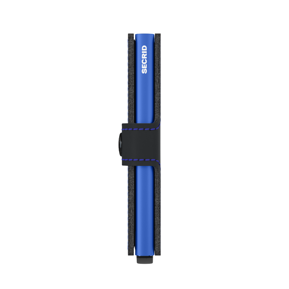 Secrid Matte Black/Blue Miniwallet-Closed Side View