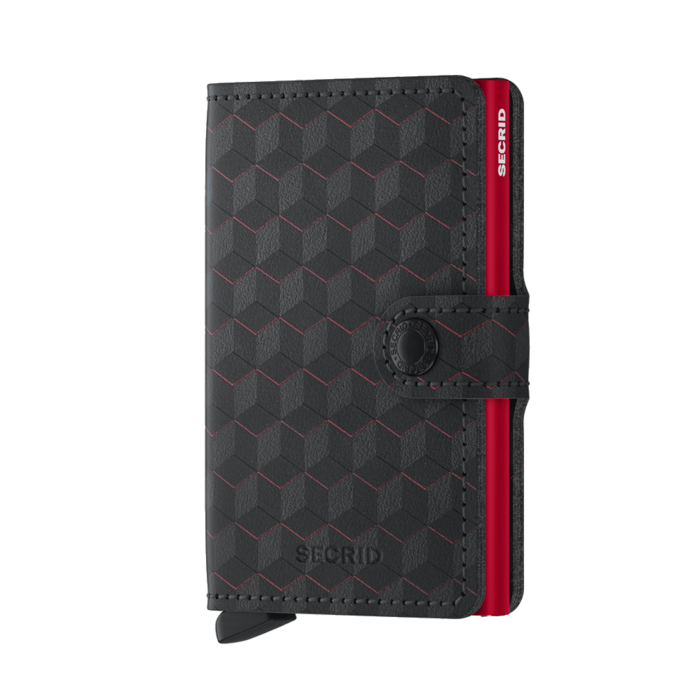 Secrid Optical Black/Red Miniwallet-Front Fully Closed View