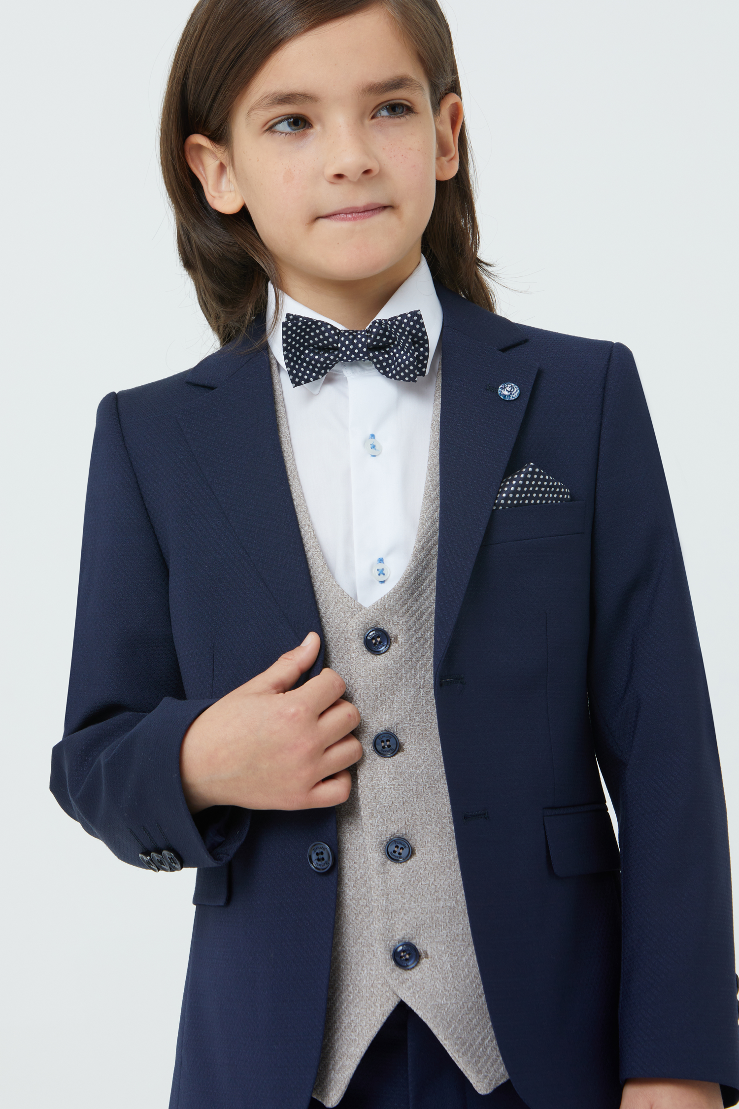 Benetti Boyswear Simon Boy Waistcoat Beige Beige front view