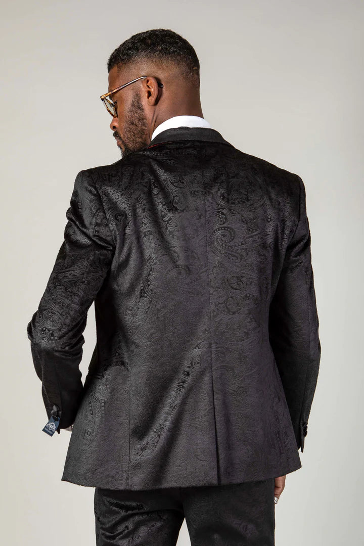 MARC DARCY Simon Black Velvet Tux Blazer by Marc Darcy BLACK detail view