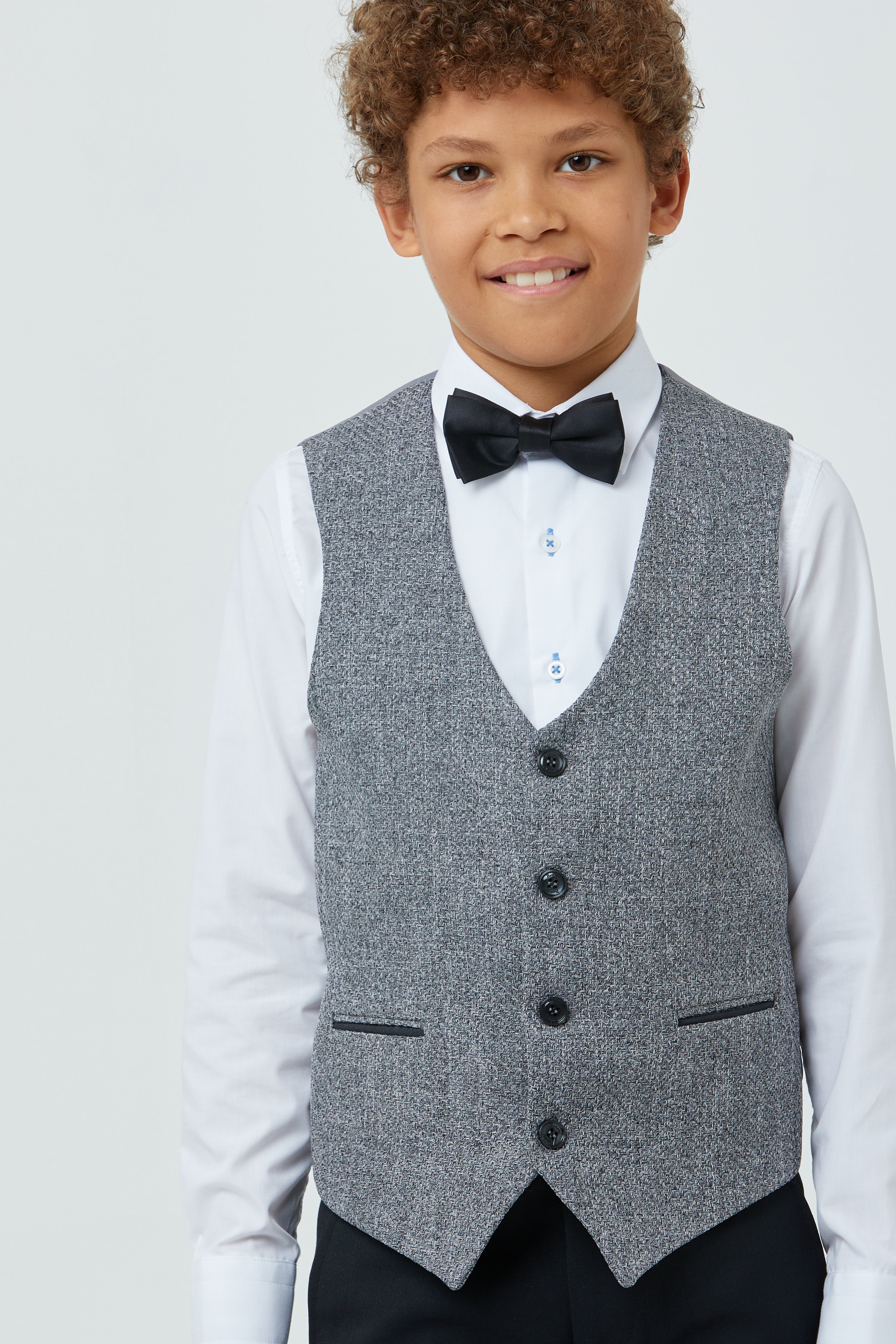 Benetti Boyswear Simon Boy Waistcoat Charcoal Charcoal detail view