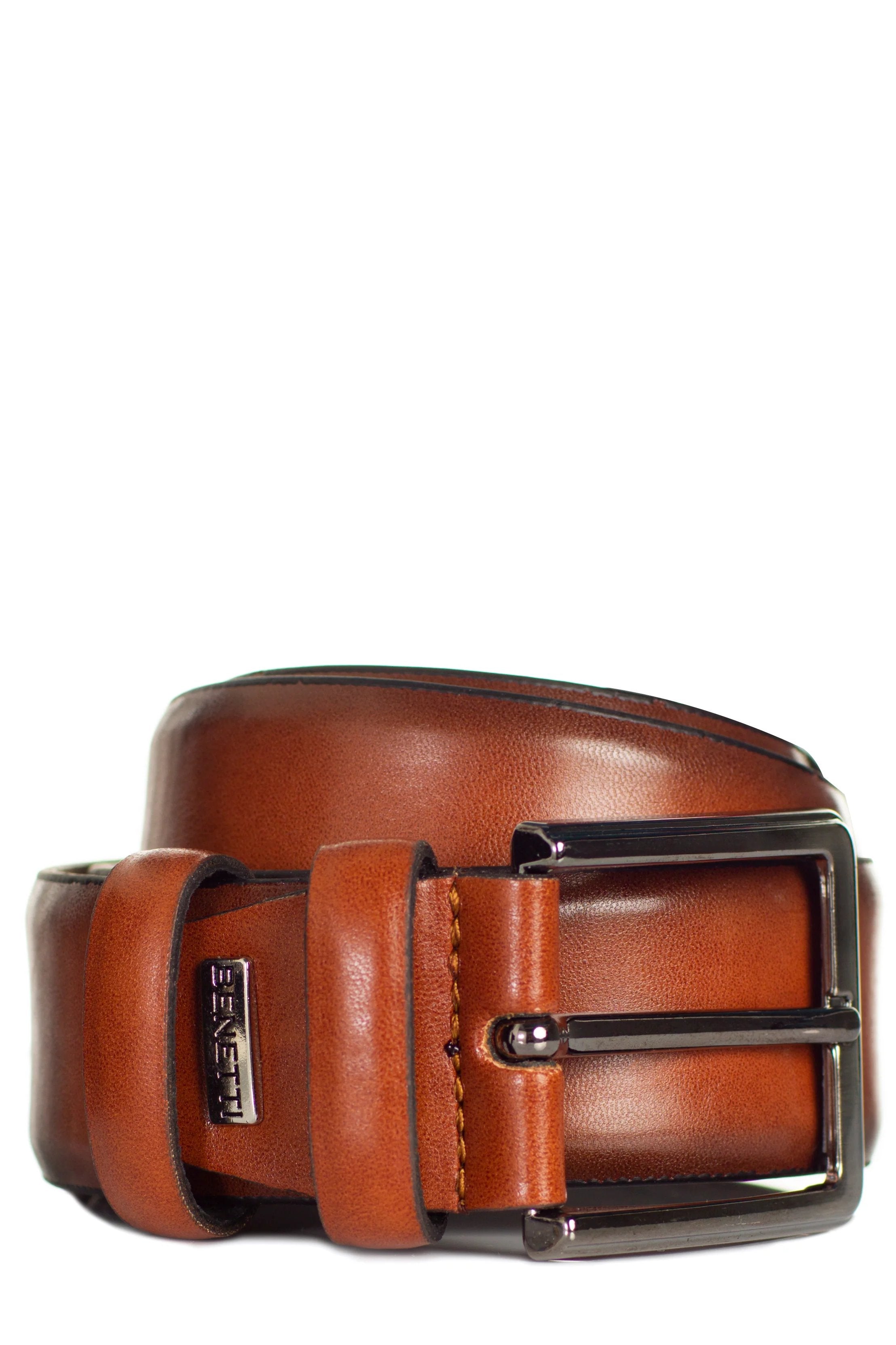 BENETTI Men's Leather Belt by Benetti TAN front view