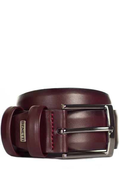 Men's Burgundy Leather Belt by Benetti - Spirit Clothing