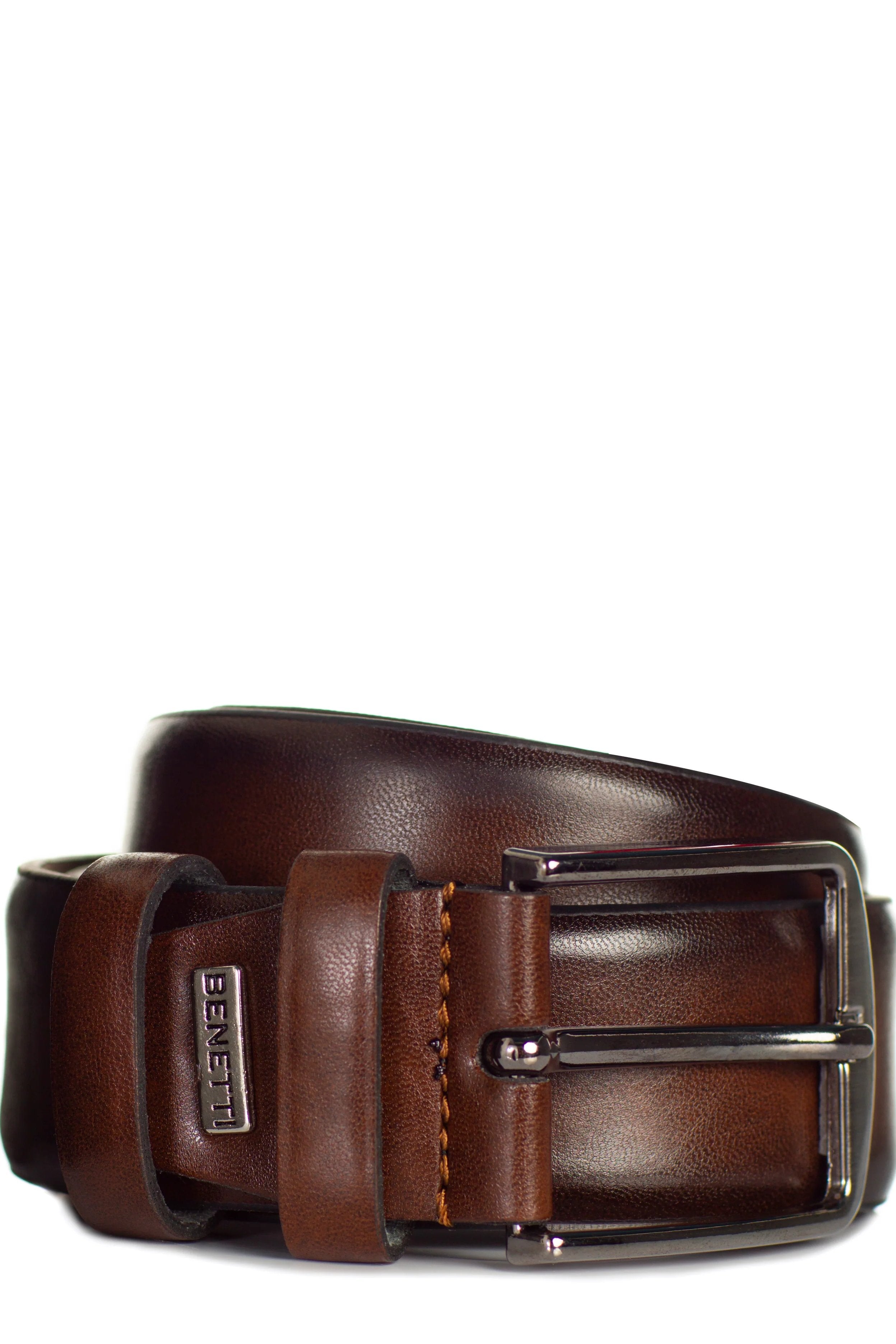 Men's Brown Leather Belt by Benetti - Spirit Clothing
