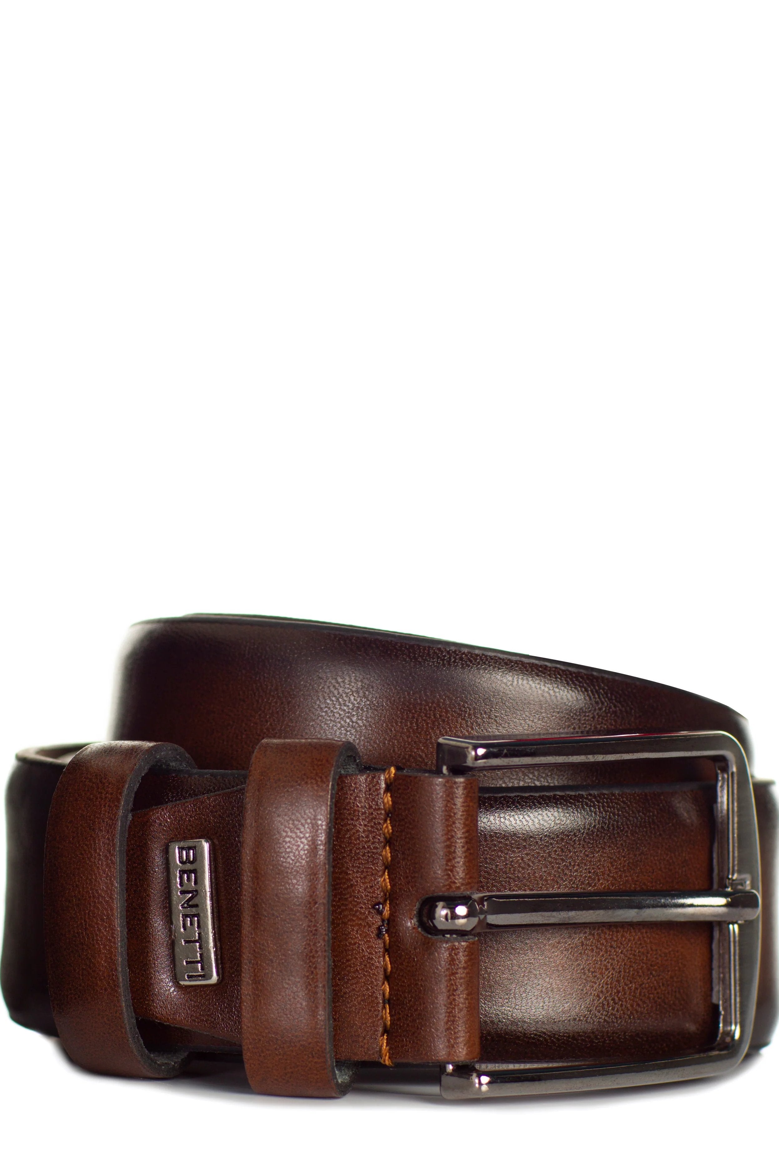 BENETTI Men's Leather Belt by Benetti TAN back view