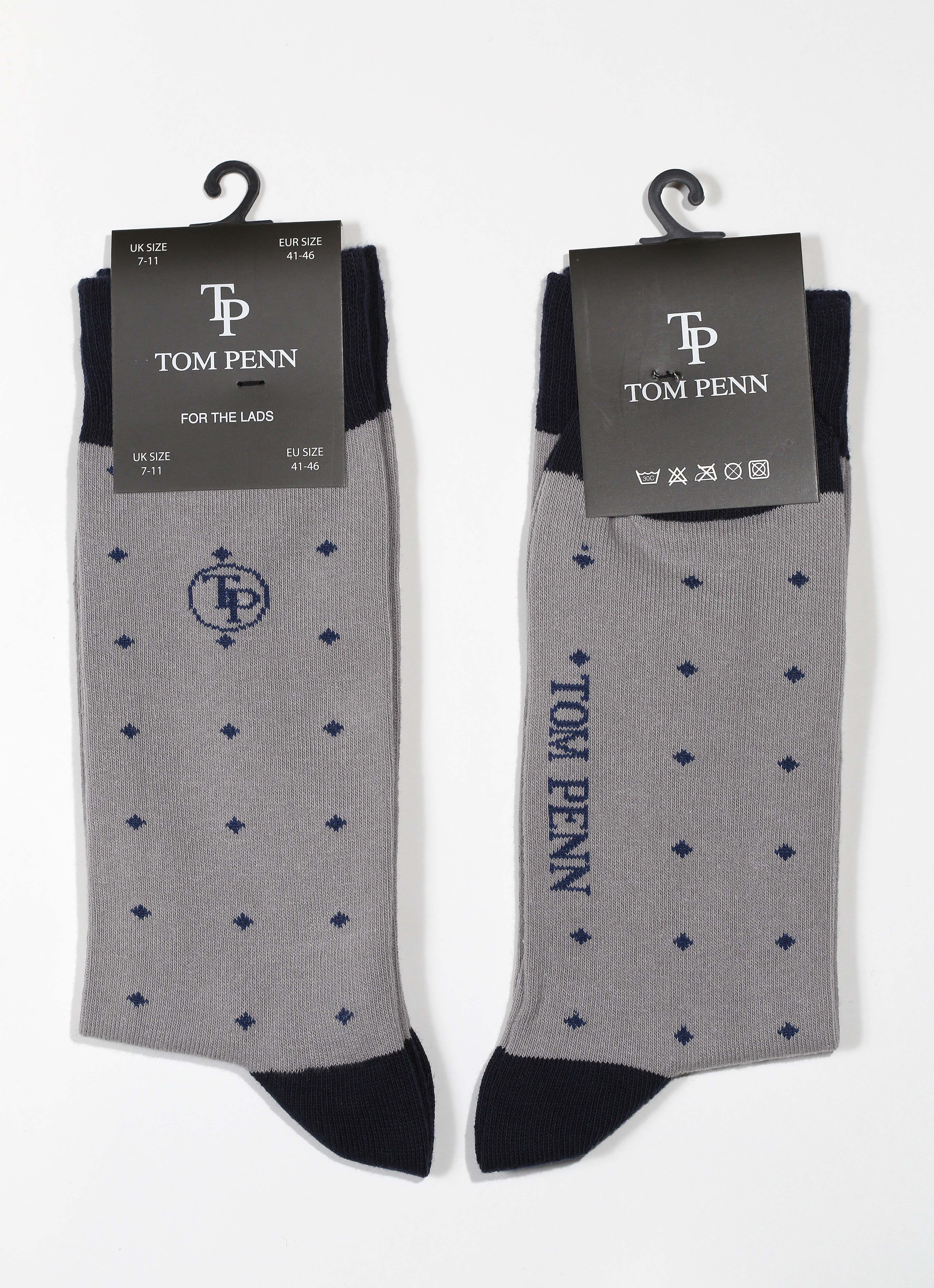 tom penn Tom Penn Grey Diamond Socks Grey front view