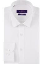 Front view of Benetti Eric white tapered fit suit shirt