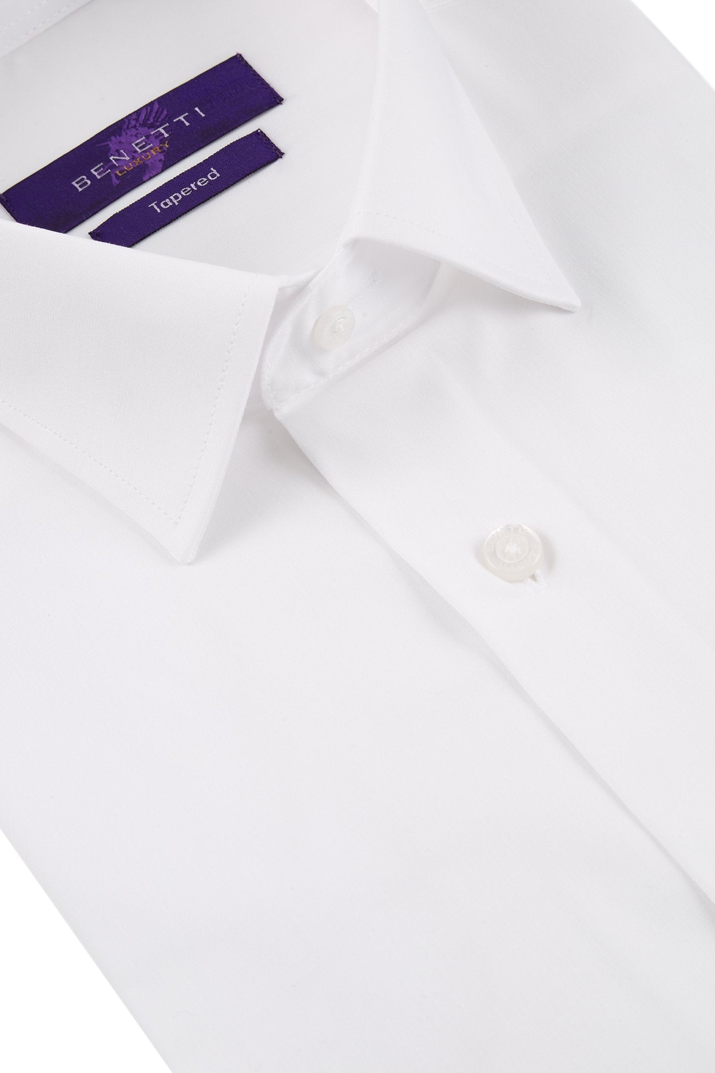 White Tapered Fit Suit Shirt By Benetti - Spirit Clothing