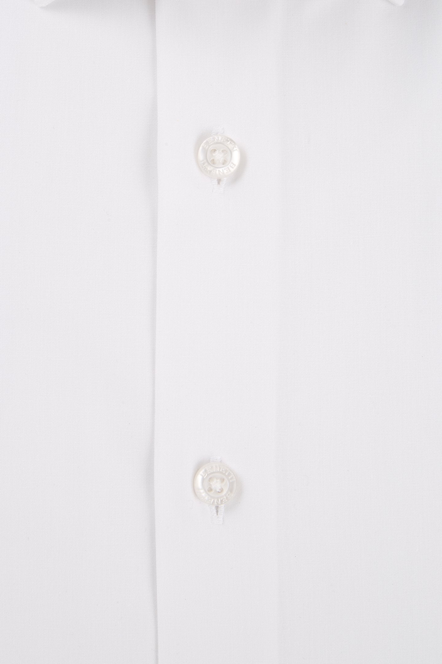 White tapered fit suit shirt by Benetti front detail