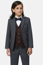Benetti Boyswear Boys Tom Bordo Suit Bordo model front view