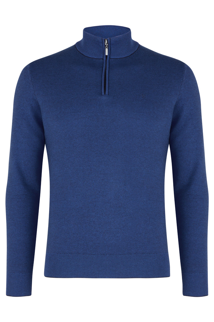 BENETTI Verona Indigo Quarter Zip Knit INDIGO front view