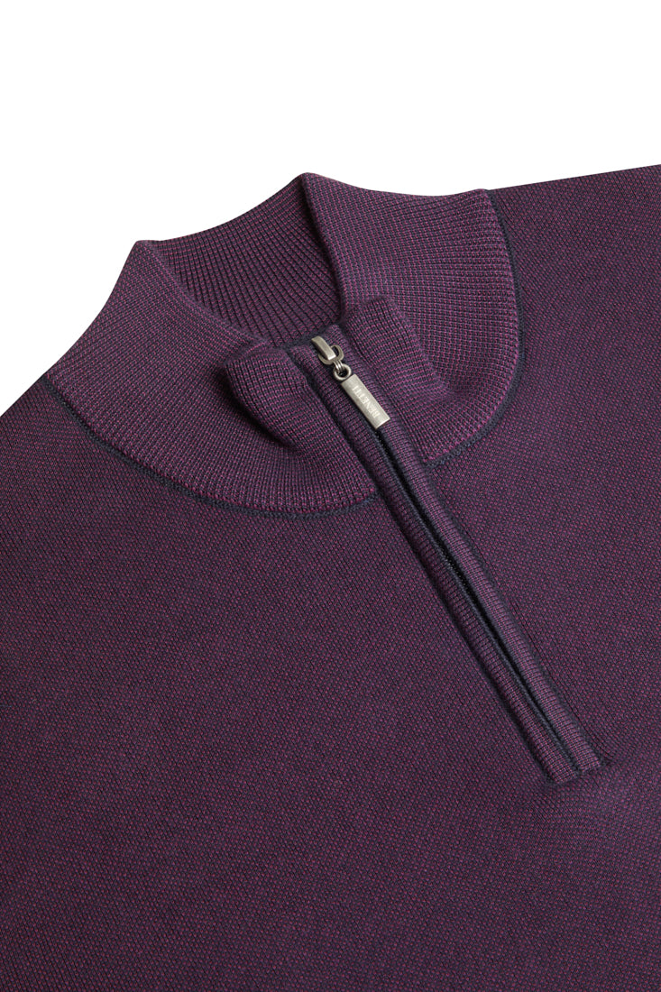 Verona Plum Quarter Zip Knit neck