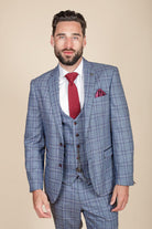MARC DARCY Abbot Blue Tweed Check Blazer Blue front view