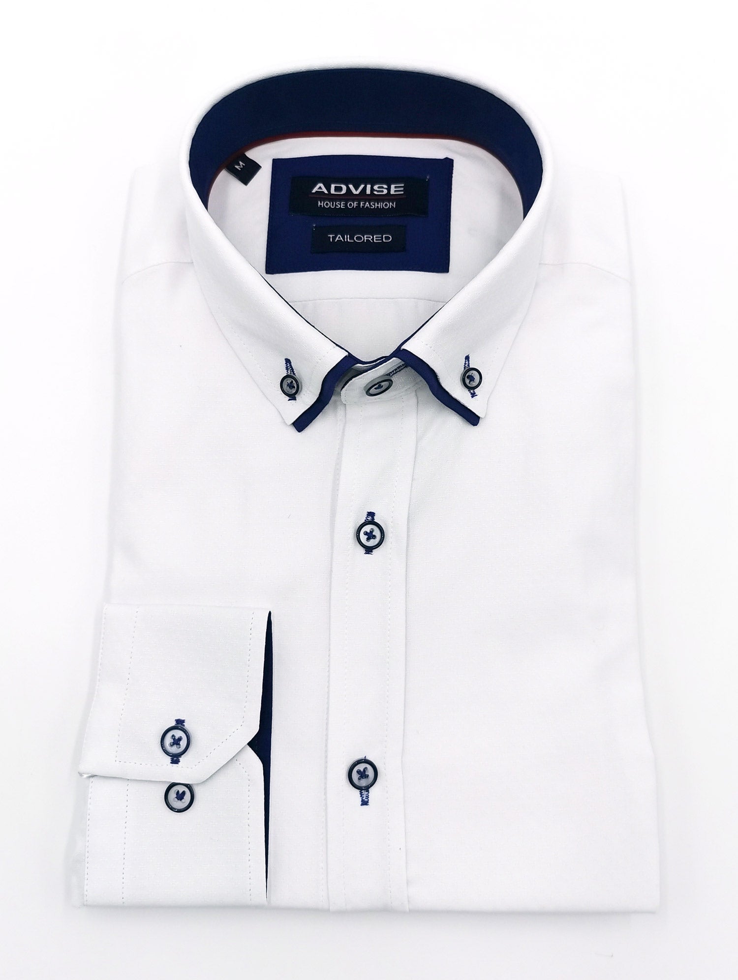 White Advise double collar textured formal shirt